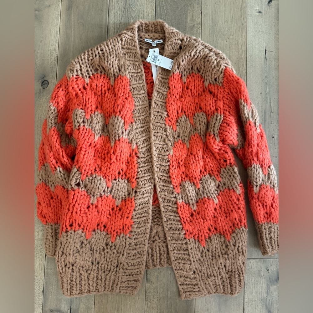 The Cashmere Project Knit Cardigan Sweater - Orange and Brown